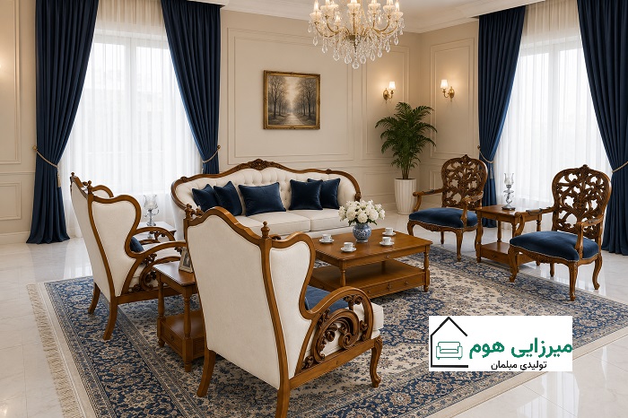ترکیب رنگ‌ها در چیدمان منزل با مبل نئوکلاسیک